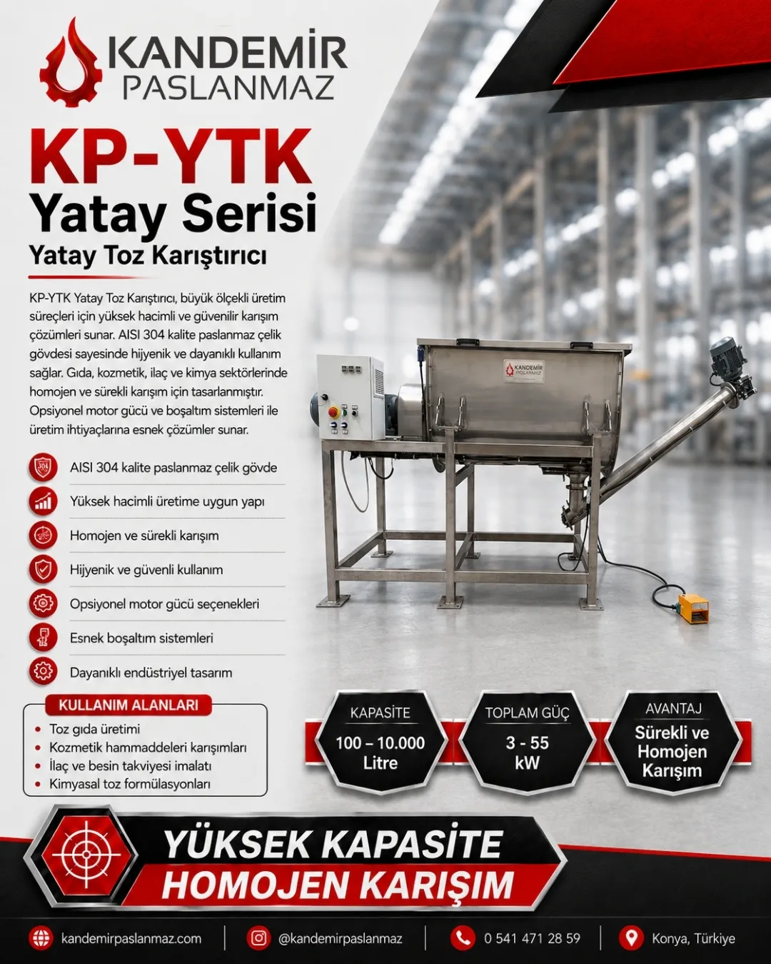Endüstriyel Karışımda Güçlü Çözüm: Kandemir Paslanmaz Yatay Ribbon Sistemleri