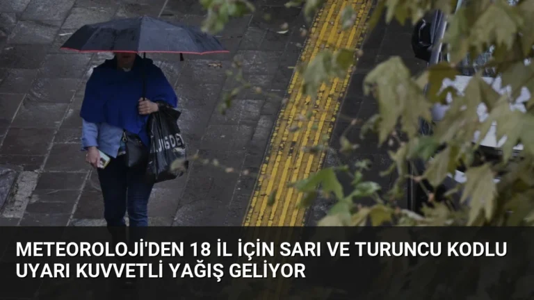 Meteoroloji’den 18 İl İçin Sarı ve Turuncu Kodlu Uyarı Kuvvetli Yağış Geliyor